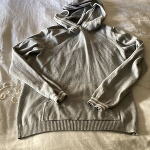 Janie and Jack boys size 14 hooded gray with white trim sweater